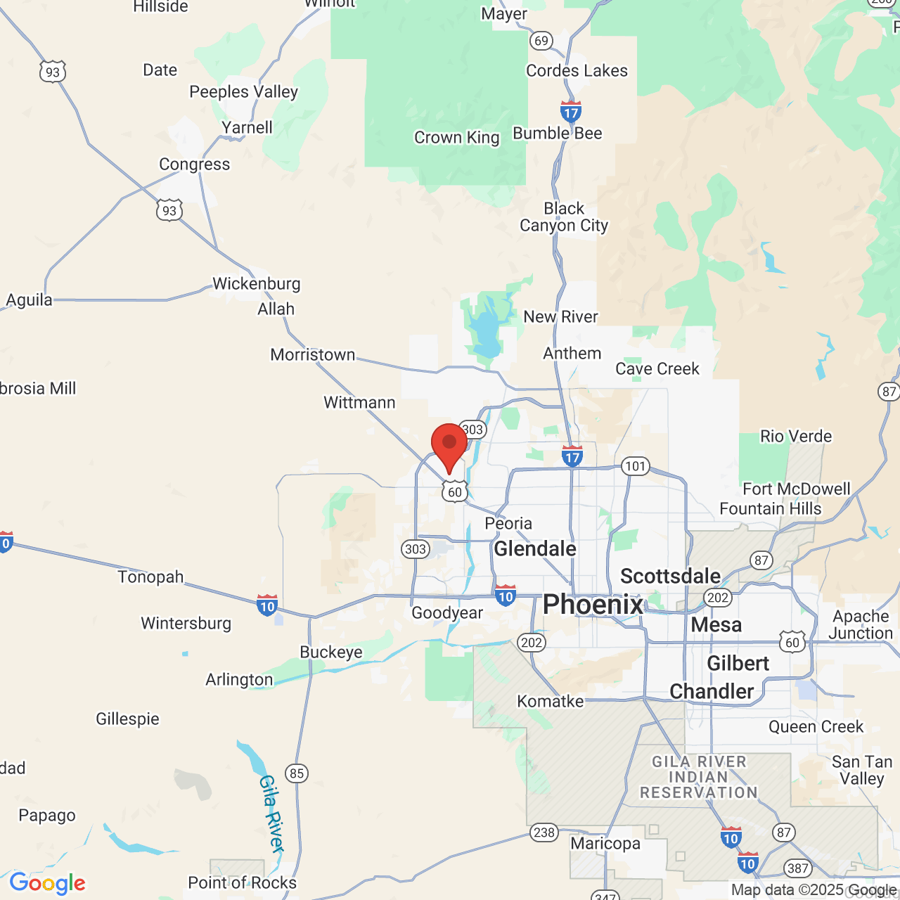 Google map image of our location in 19052 N R H Johnson Blvd Sun City West, AZ