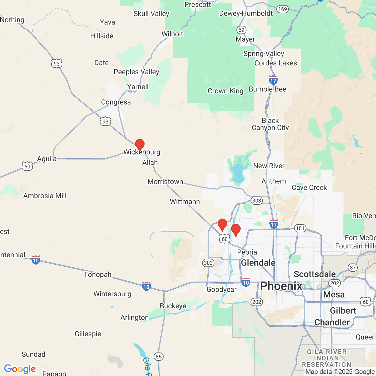 Google map image of our locations